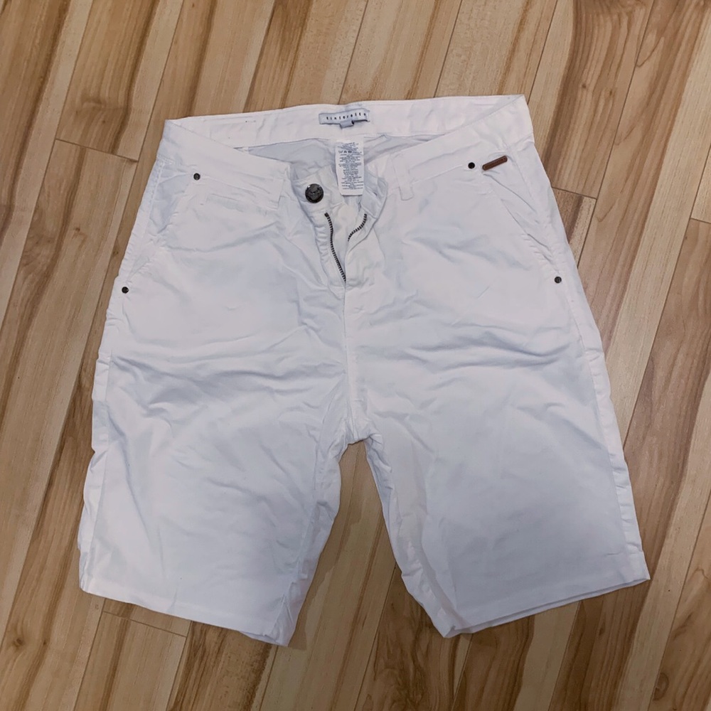 European White jeans shorts - biker shorts length - mom shorts - cargo shorts